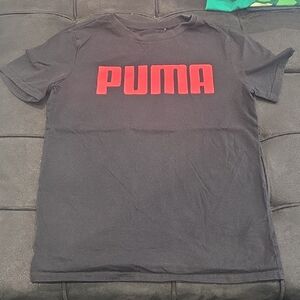 Puma Black Tee with Vibrant Red Lettering